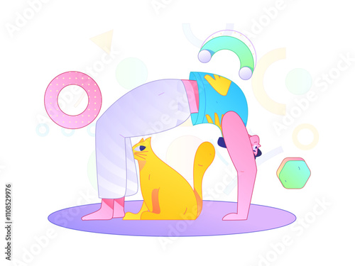 Practicing yoga, physical and mental health, flat vector character concept, operation hand drawn illustration
