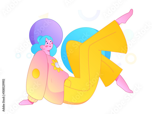 Practicing yoga, physical and mental health, flat vector character concept, operation hand drawn illustration
