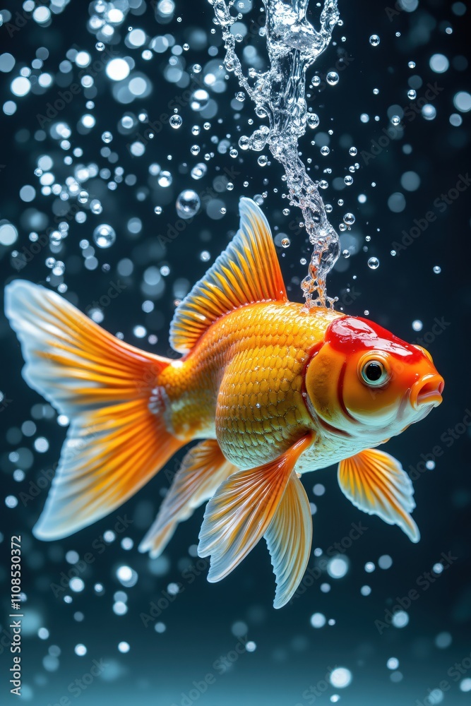 Fototapeta premium Vibrant Goldfish Splashing in Water