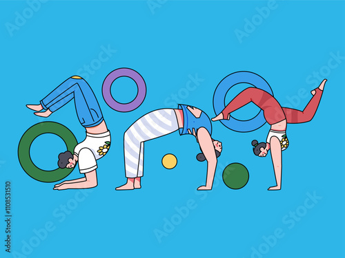 Practicing yoga, physical and mental health, flat vector character concept, operation hand drawn illustration
