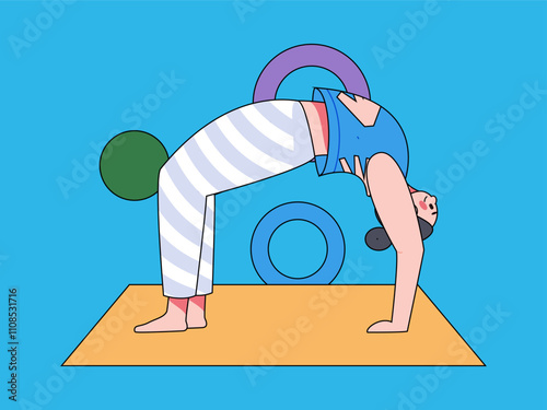 Practicing yoga, physical and mental health, flat vector character concept, operation hand drawn illustration
