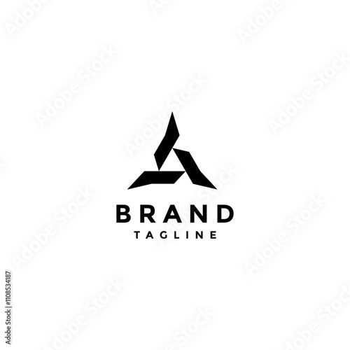 Strong Geometric Triangle Horns Logo Design. Three Sharp Pointed Geometric Triangle Lines Logo Design.