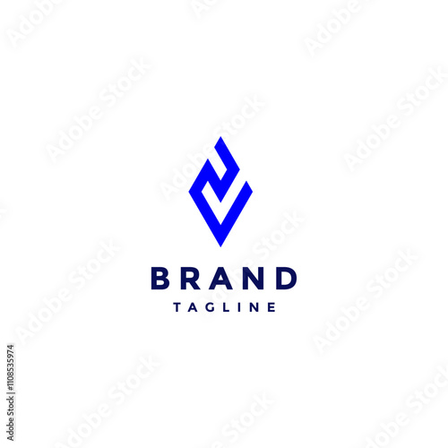 Diamond Symbol Initial PV Letter Logo Design. Diamond Line Initial Letter P and V Logo Design.