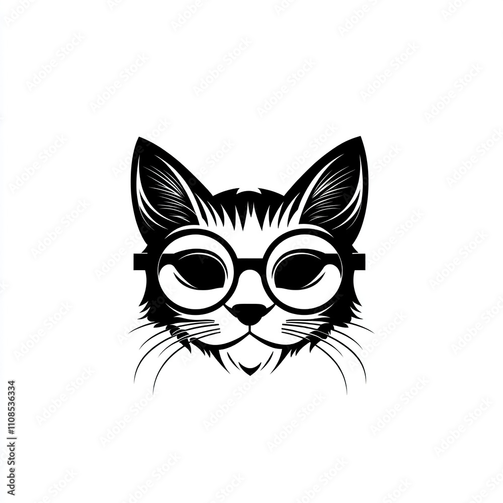 Fototapeta premium Stylish Cat Wearing Round Glasses Design