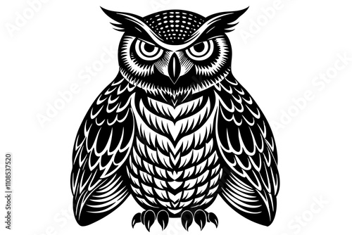  Great Horned Owl, Bubo Virginianus Subarcticus, in front of white background