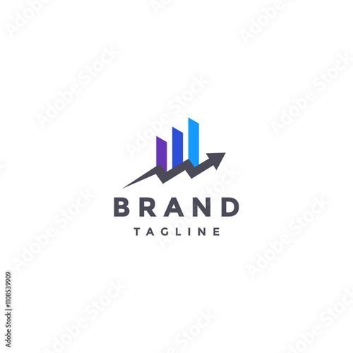 Zig Zag Arrow Chart Up Logo Design. Chart Icon Above Zig Zag Arrow Up Logo Design.