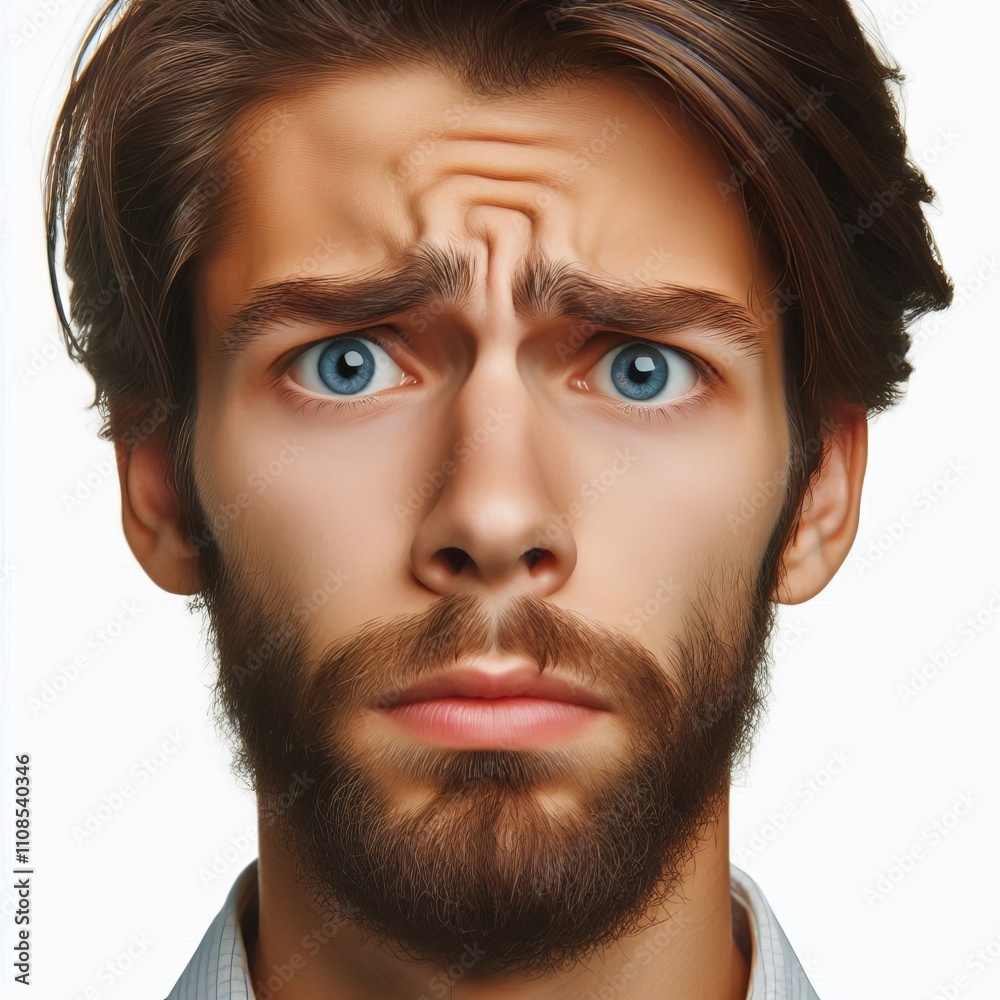 Fototapeta premium Confused expression A close up shot of a person with a confused