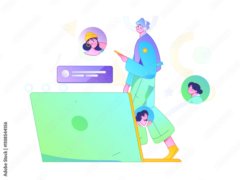 Obraz premium Personnel doing job interview flat vector concept operation hand drawn illustration 