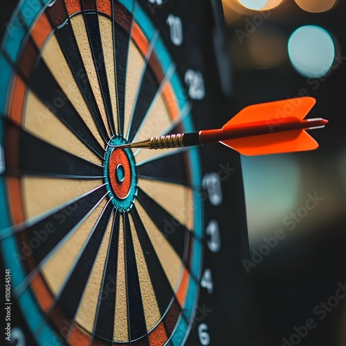 An arrow striking a virtual target dartboard, representing precision in setting business investment objectives. photo