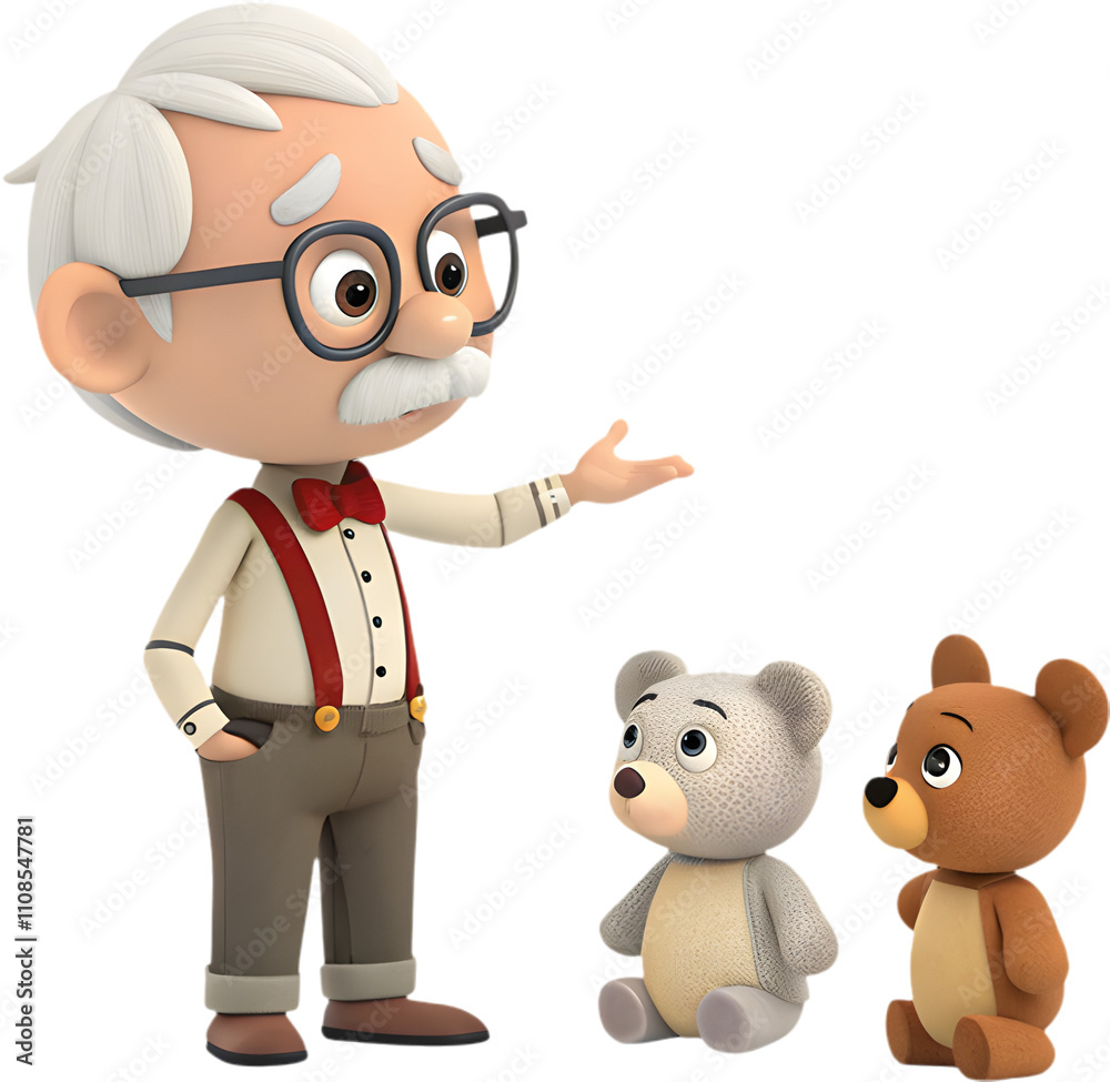 Fototapeta premium Adorable cartoon character transforms workplace challenges with infectious, playful productivity.