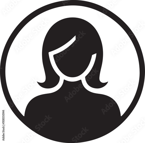 Girl head set vector. Girl profile, Avatar, Women symbol. Silhouettes of girls with hairstyles, vector