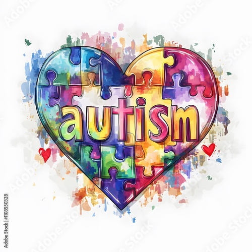 An illustration for an Autism Awareness Campaign, showcasing puzzle pieces forming the word 