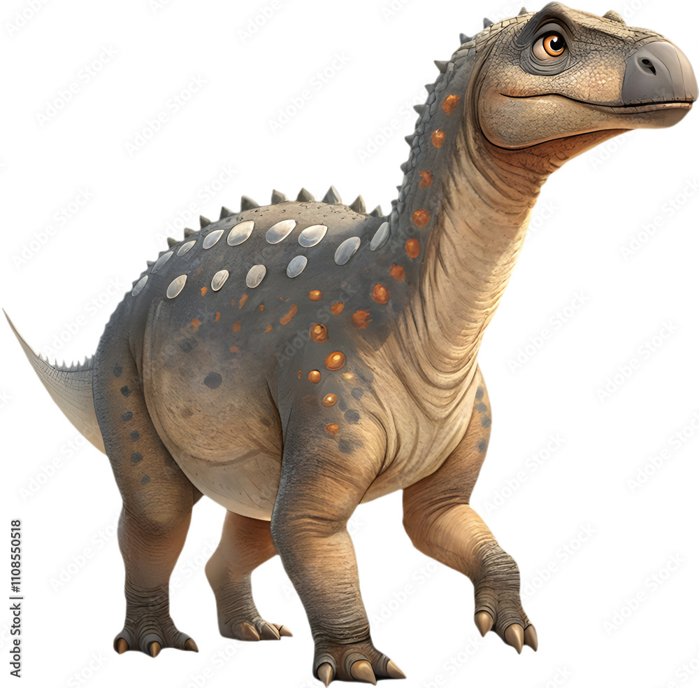 Fototapeta premium Whimsical cartoon Minmi dinosaur brings prehistoric wonder to delightful life.