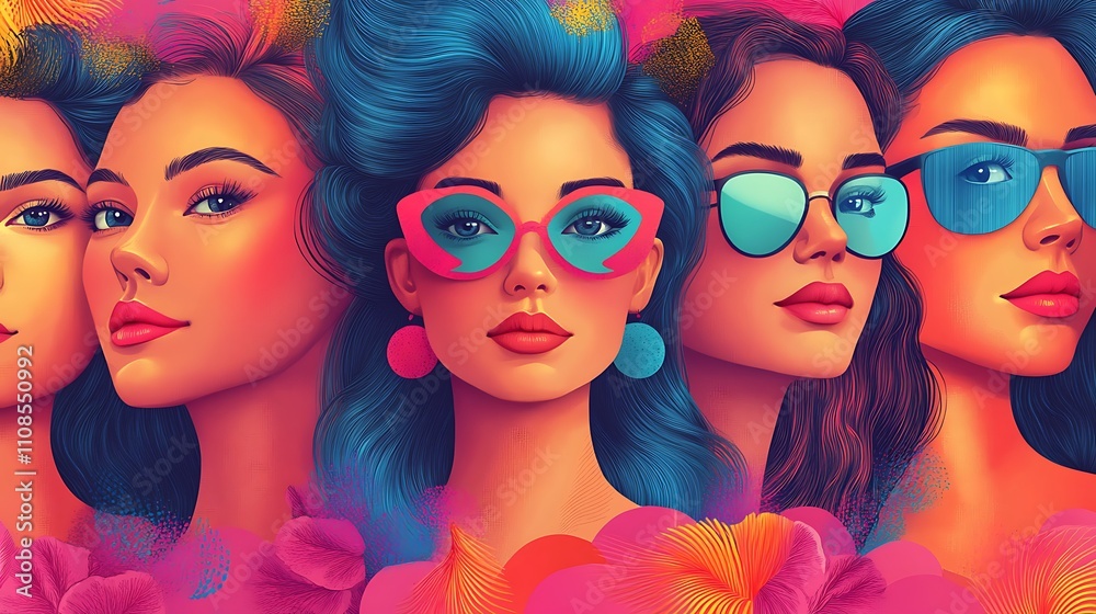 Obraz premium Colorful fashion portraits of empowered stylish women