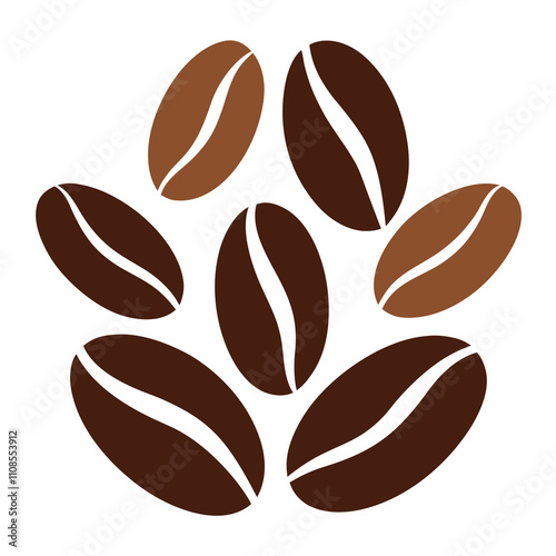 A detailed vector illustration of coffee beans resting in a palm, perfect for coffee-related designs, cafe branding, or organic product promotions. Ideal for digital and print use.