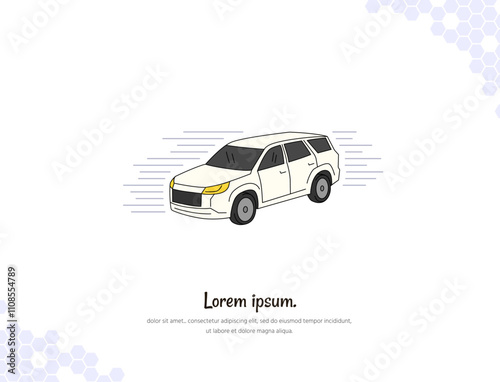 Vector art for wall decoration landscape Cartoon Car 4.