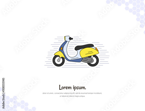 Vector art for wall decoration landscape Cartoon Motocycle scooter 2