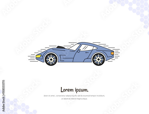 Vector art for wall decoration landscape Cartoon Muscle car