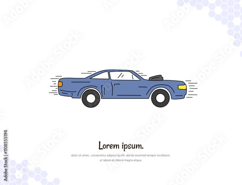 Vector art for wall decoration landscape Cartoon Muscle car 3