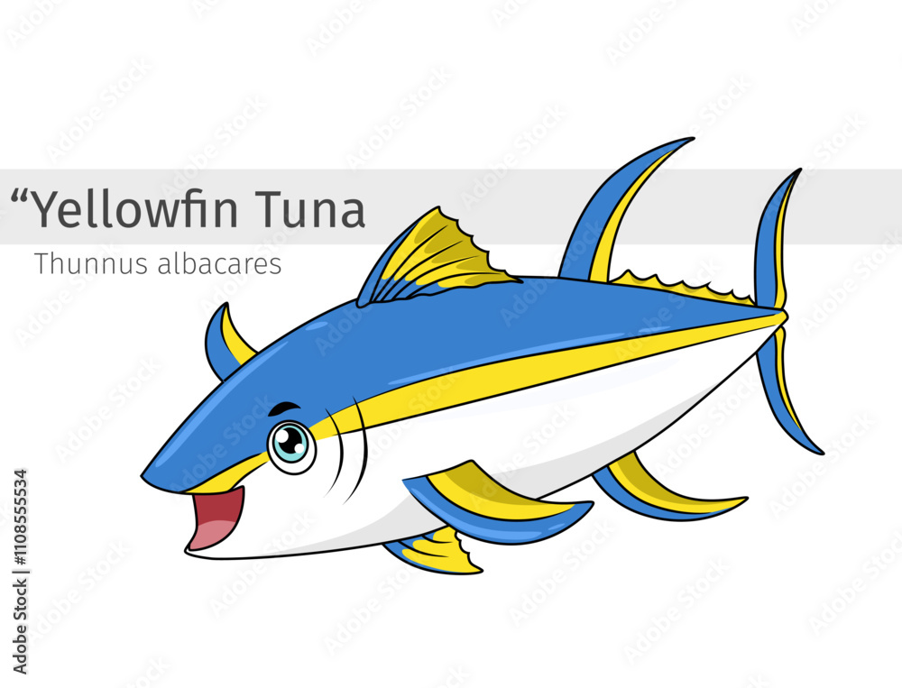 Obraz premium Yellowfin Tuna Cartoon illustration