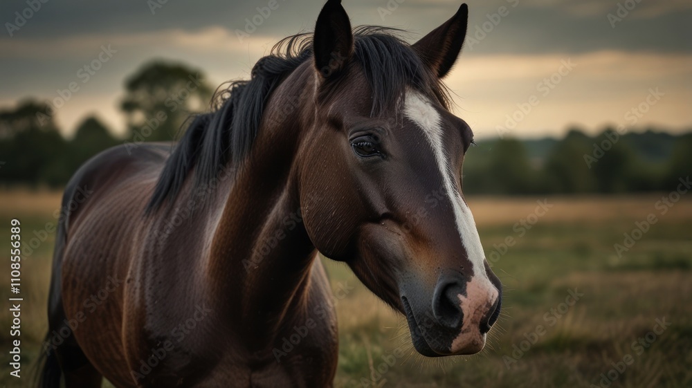 Fototapeta premium Lone Horse in Field