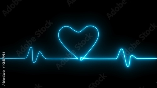 Neon Heartbeat Pulse Icon.