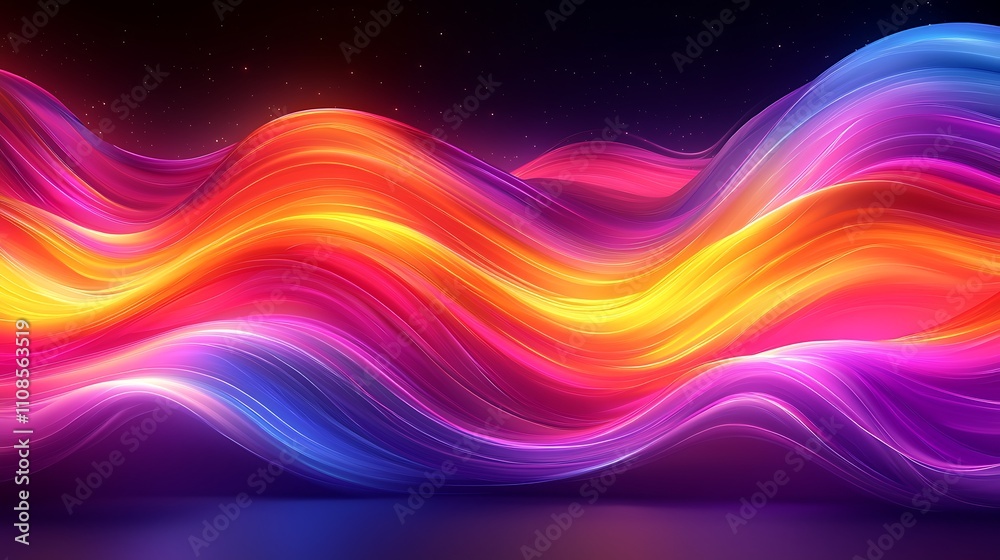 Obraz premium Vibrant Digital Illustration of Seamless Colorful Waves in a Flowing Motion with a Dreamlike Quality for Modern Design and Creative Projects