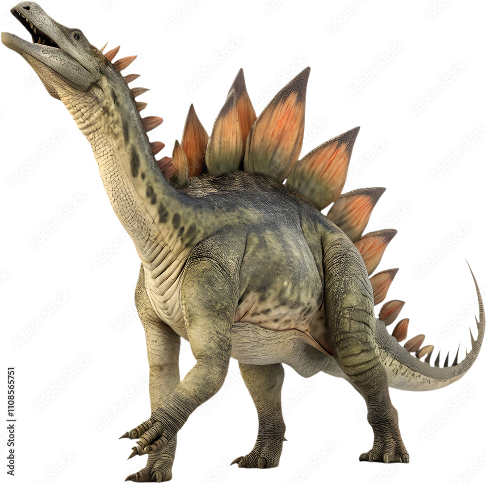 Fototapeta premium Iconic Stegosaurus dinosaur captivates prehistoric imagination.