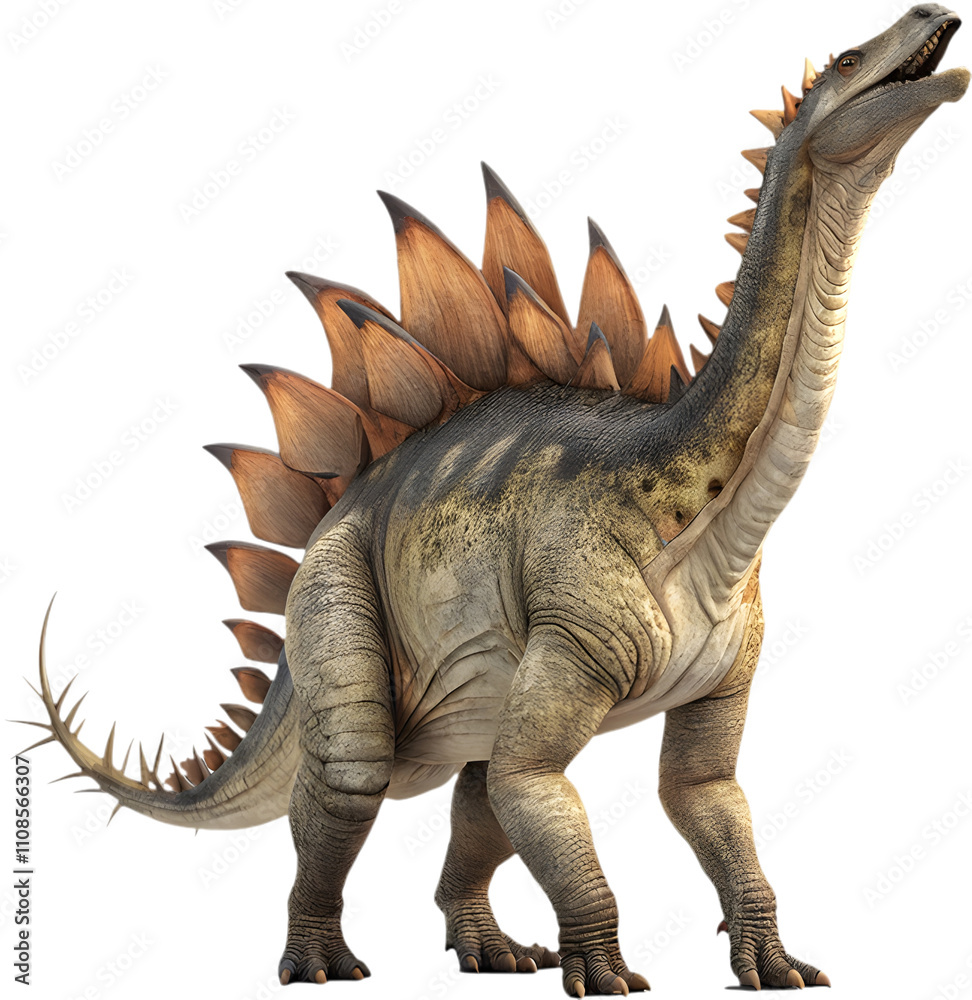 Fototapeta premium Iconic Stegosaurus dinosaur captivates prehistoric imagination.