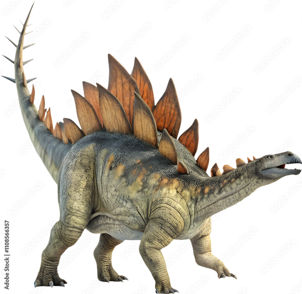 Fototapeta premium Iconic Stegosaurus dinosaur captivates prehistoric imagination.