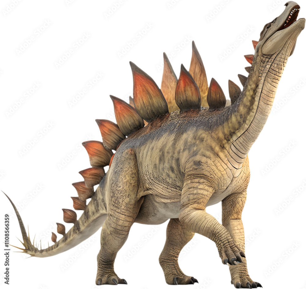 Fototapeta premium Iconic Stegosaurus dinosaur captivates prehistoric imagination.