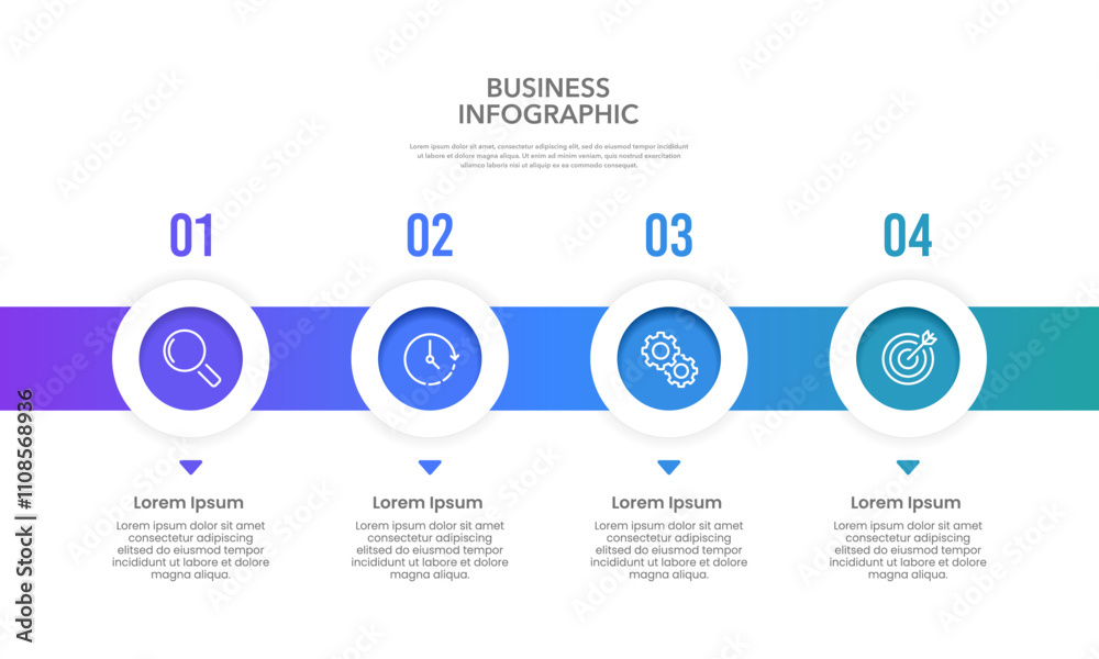 Fototapeta premium Circle infographic with numbers and text for business management presentation. Banner, Report, Data, Development and Strategy. Vector illustration.