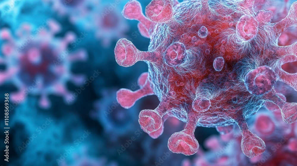 Obraz premium Microscopic view of a virus with intricate details and colors