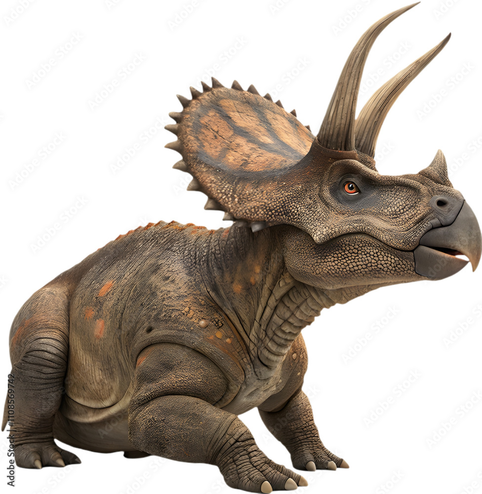 Fototapeta premium Triceratops clipart showcases prehistoric charm with festive winter holiday vibes.