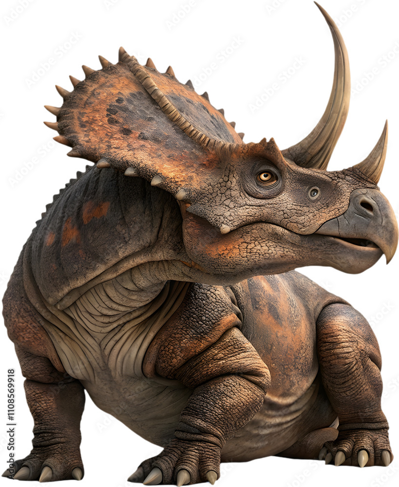 Fototapeta premium Triceratops clipart showcases prehistoric charm with festive winter holiday vibes. 