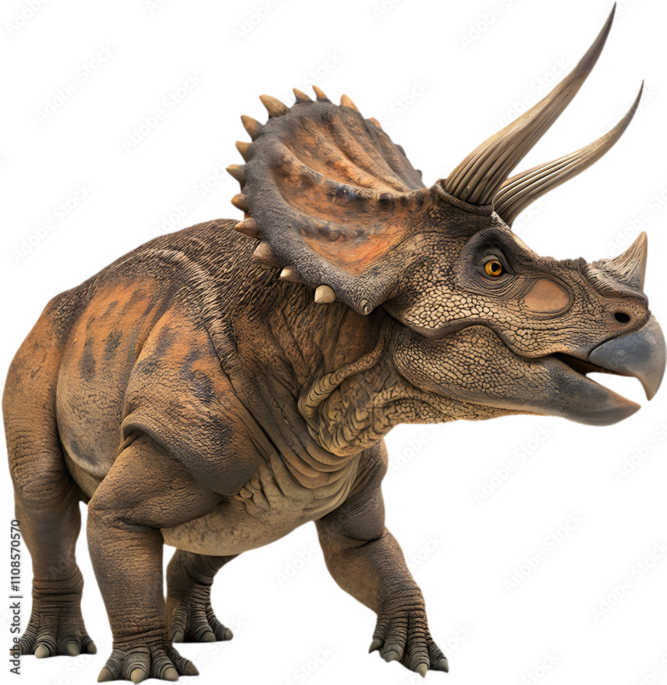 Fototapeta premium Triceratops clipart showcases prehistoric charm with festive winter holiday vibes. 