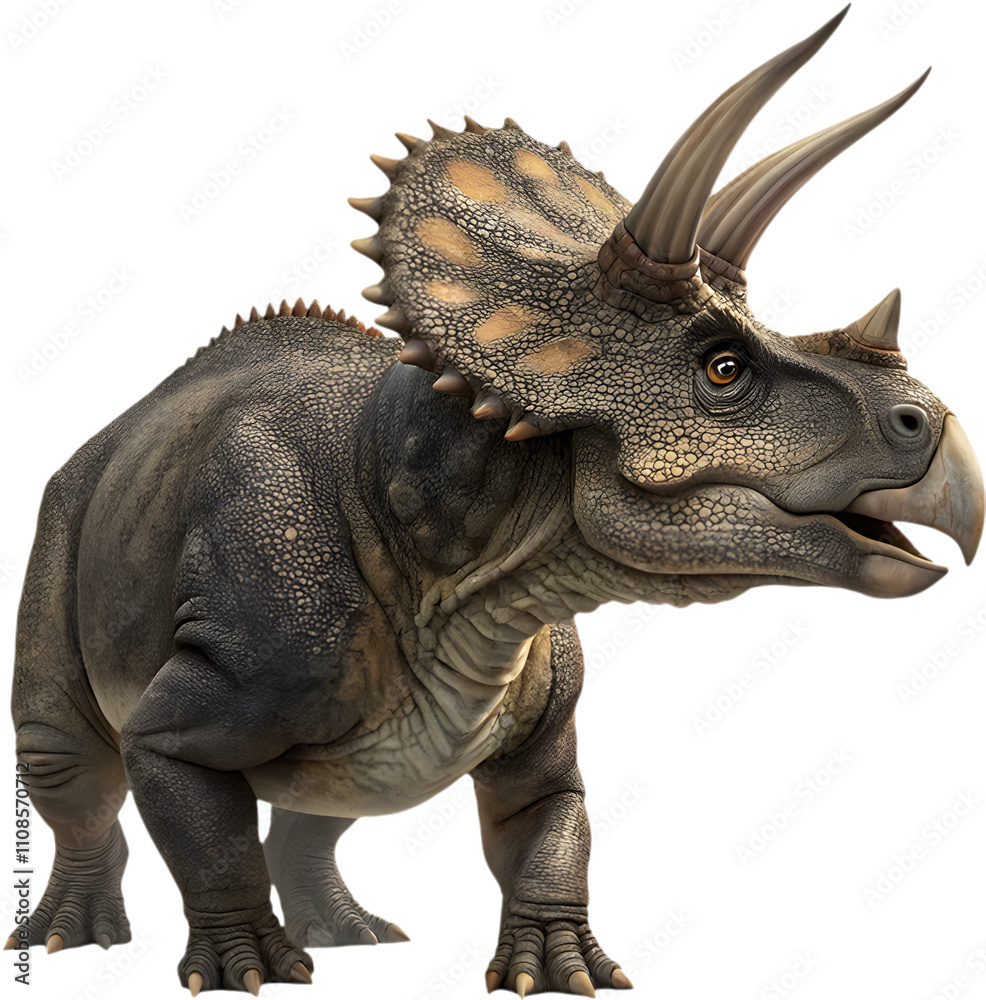 Fototapeta premium Triceratops clipart showcases prehistoric charm with festive winter holiday vibes. 