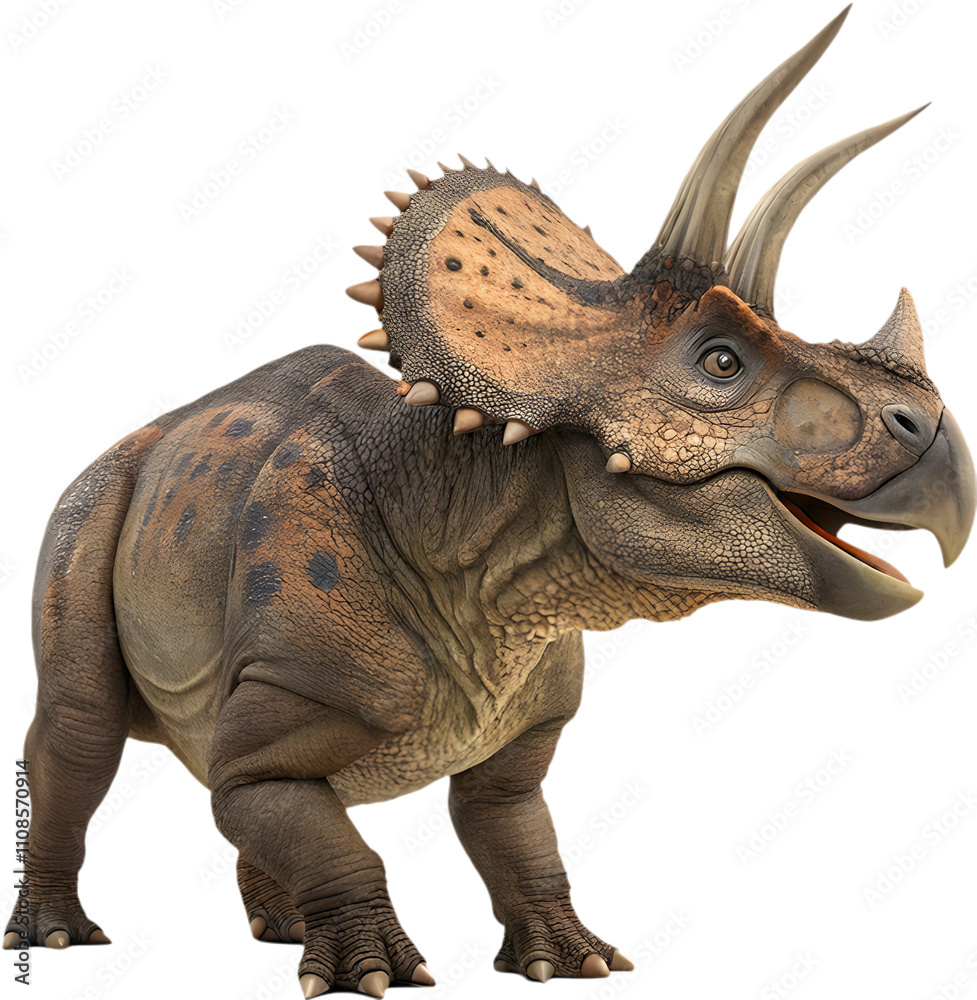 Fototapeta premium Triceratops clipart showcases prehistoric charm with festive winter holiday vibes. 