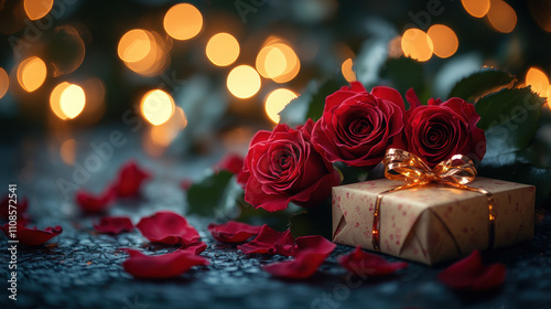 Enchanting Vertical Landscape with Beautiful Red Roses in Full Bloom