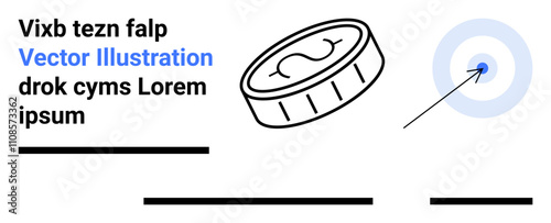 Coin with dollar symbol, target with arrow, text elements in blue and black. Ideal for financial websites, investment blogs, educational content, online courses, marketing materials, presentations