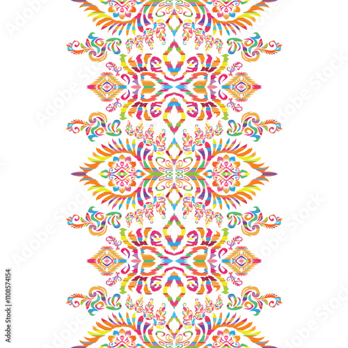 Abstract ethnic ikat pattern.Design for background, wallpaper, vector illustration, fabric, clothing, batik, carpet, embroidery.