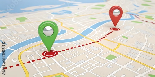 Detailed map highlighting specific location markers along a river route