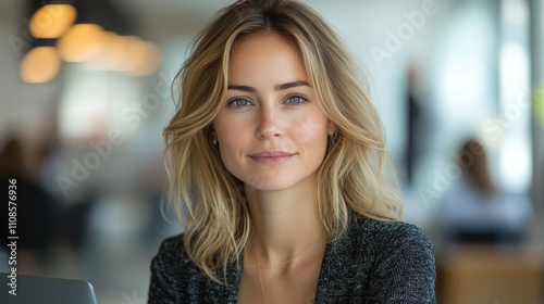 Free Download Confident Businesswoman Working at Desk in Modern Office - GFXLoad