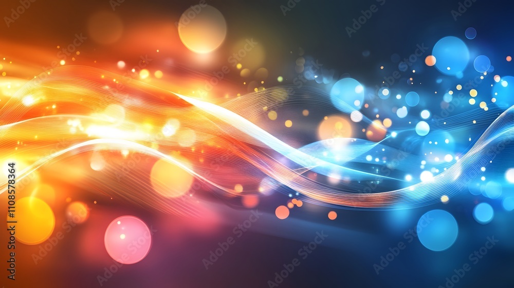 Fototapeta premium Abstract Orange And Blue Wave Light Background