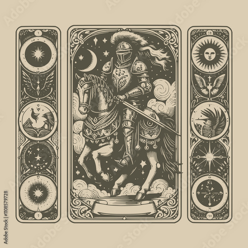 knight tarot tattoo for medieval fantasy fans