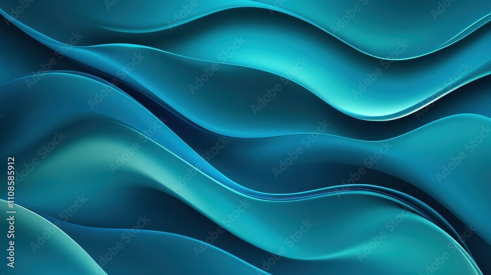 Fototapeta premium Abstract Teal Blue Wave Background Smooth, Elegant Curving Lines for Design and Wallpaper