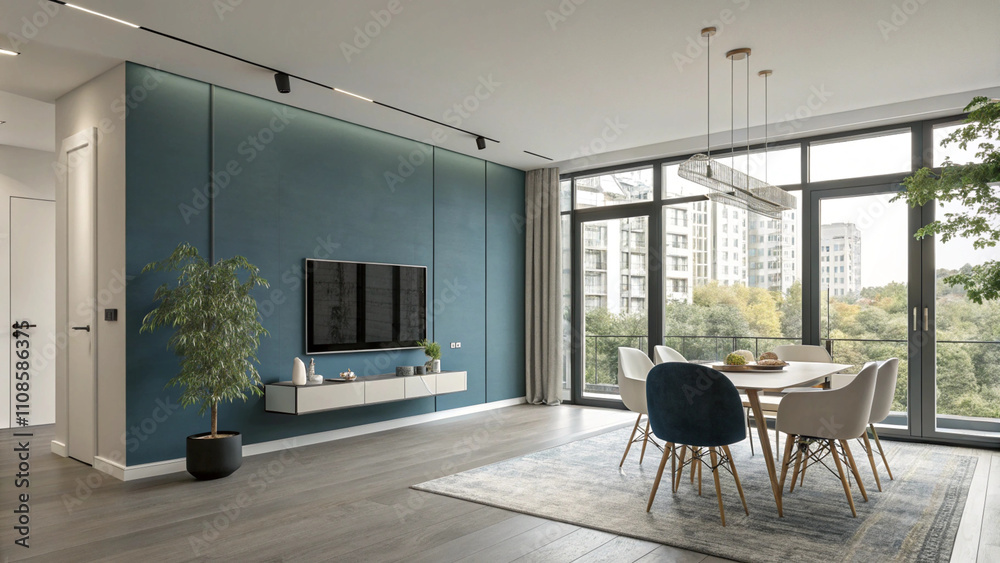 Fototapeta premium modern living room with fireplace