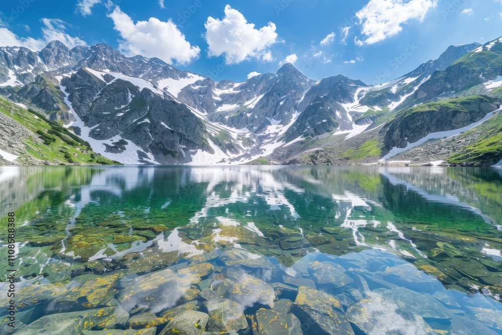 Fototapeta premium Serene Alpine Lake and Peaks