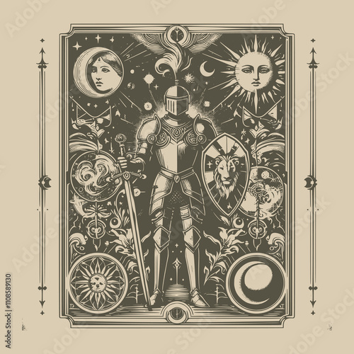 mystical knight ouija tarot playing card tattoo