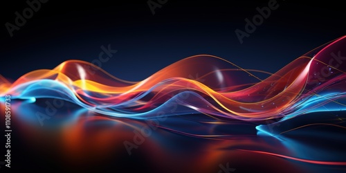 Abstract Digital Background with Colorful Waves and Light Trails in a Dark Setting for Creative and Modern Presentations